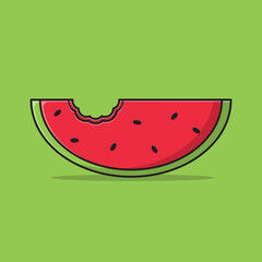 Watermelon cartoon vector icon illustration. Fruit icon concept isolated vector. Flat cartoon style. Watermelon Illustration.
