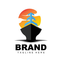 Ship Logo, Ocean Transport Vector, And Cruise Ship, Cargo, Logistics, Sailing School, Speedboat