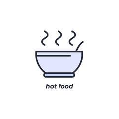 Vector sign hot food symbol is isolated on a white background. icon color editable.