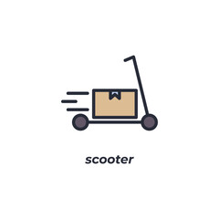 Vector sign scooter symbol is isolated on a white background. icon color editable.
