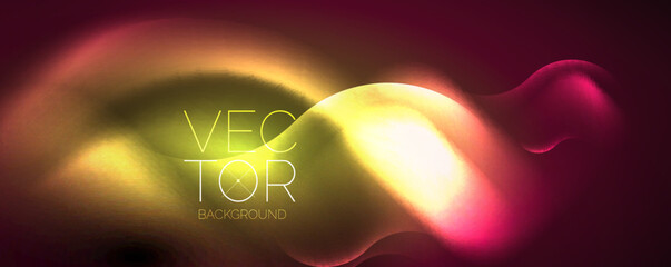 Neon glowing waves, magic energy space light concept, abstract background wallpaper design