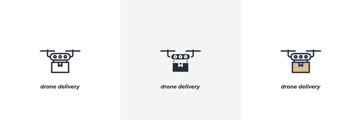 drone delivery icon. Line, solid and filled outline colorful version, outline and filled vector sign. Idea Symbol, logo illustration. Vector graphics