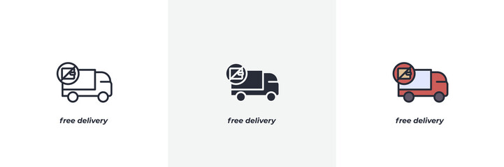 free delivery icon. Line, solid and filled outline colorful version, outline and filled vector sign. Idea Symbol, logo illustration. Vector graphics