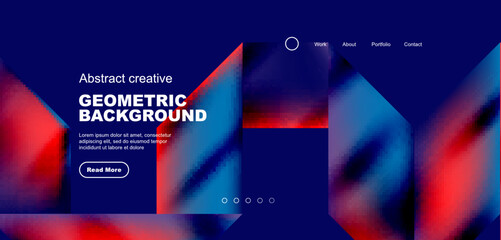 Triangles with fluid gradients, abstract landing page background. Minimal shapes composition for wallpaper, banner, background, leaflet, catalog, cover, flyer