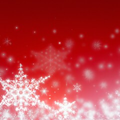 Background of snowflakes on red background. Christmas or New Year wallpaper with copy space. Generative AI 