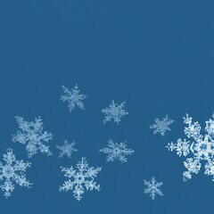 Background of snowflakes on blue background. Christmas or New Year wallpaper with copy space. Generative AI 