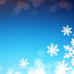 Fototapeta na wymiar Background of snowflakes on blue background. Christmas or New Year wallpaper with copy space. Generative AI 