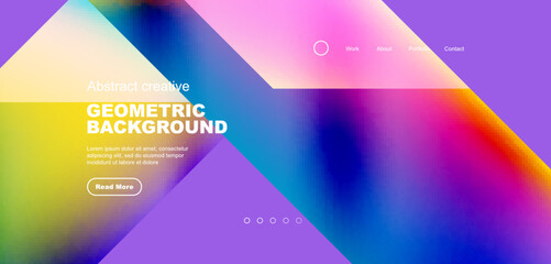 Fluid gradient geometric triangles, abstract landing page background. Minimal shapes composition for wallpaper, banner, background, leaflet, catalog, cover, flyer