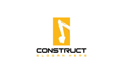 Simple Excavator logo, Construction Vehicle logo designs vector,