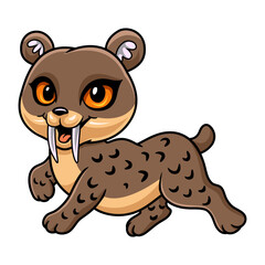 Cute little smilodon cartoon walking