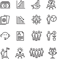 Business and Finance Web Icon Set - outline icons collection, vector
