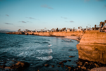 Landscape of sunset cliffs located on the west coast - San Diego, California