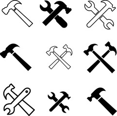 Hammer Icon set Vector Design illustration on white background..eps