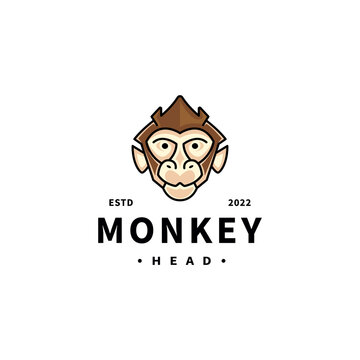 monkey head vintage icon logo design 2