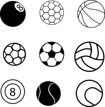 vector sport ball icon set illustration on white background..eps