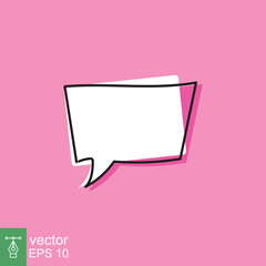 Cloud cartoon speech bubble icon. Simple flat style. Hand drawn, doodle, communication concept. Vector illustration isolated on pink background. EPS 10.
