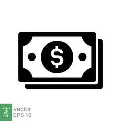 Dollar icon. Money sign, dollar paper bills, cash, financial and banking, business concept. Simple flat style. Vector illustration isolated on white background. EPS 10.