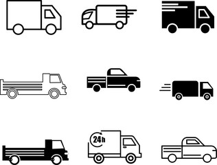 Delivery Truck icon set on white background..eps