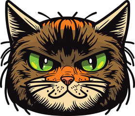 Cat Face Close Up illustration Logo 17, Cat Portrait 