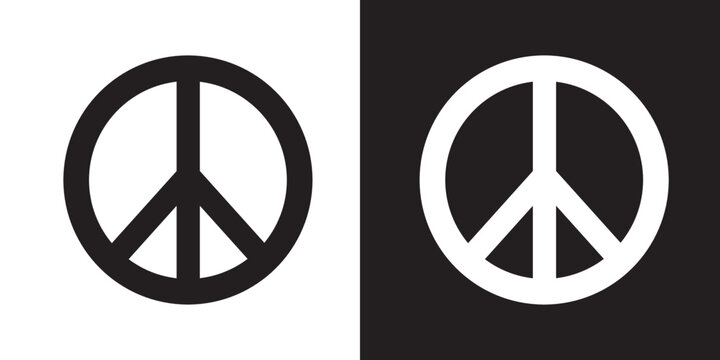 A set of peace signs of different thicknesses. Peace symbols, peace pictograms isolated on white background. International symbol of the antiwar movement of the disarmament of the world