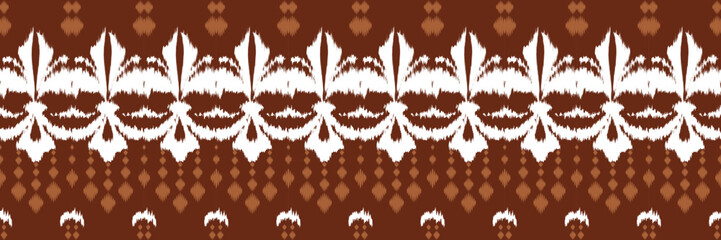 Ikat floral tribal art Seamless Pattern. Ethnic Geometric Ikkat Batik Digital vector textile Design for Prints Fabric saree Mughal brush symbol Swaths texture Kurti Kurtis Kurtas