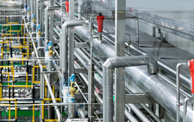Steel pipelines in milk factory