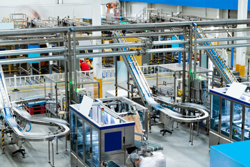 Production line in milk factory