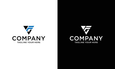 Logo triangle icon illustration design template letter F