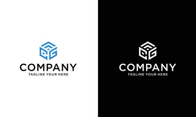 creative design lines the CG hexagon shape and the cube logo with the letter design for corporate identity