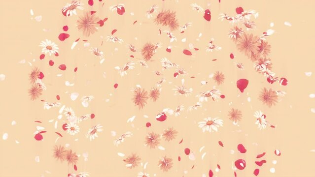 Flower and Petals Blast on Pastel Background. Blast of flower on pastel background