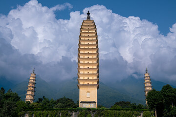 Gorgeous ancient Buddhist pagodas in Dali Yunnan province of China Chinese Buddhist pagodas.