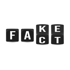 Fact or Fake concept. Flip the black cube and change the word. Vector illustration.