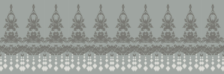 Ethnic ikat triangle batik textile seamless pattern digital vector design for Print saree Kurti Borneo Fabric border brush symbols swatches party wear