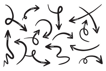 hand drawn arrow set. Doodle vector illustration.
