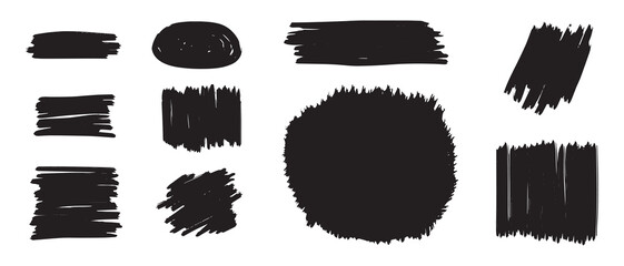 Black Distress Brushes. Grunge Texture. Splash Banner. vector illustration.