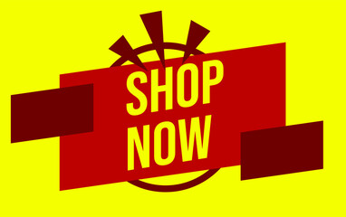 Shop now label banner with yellow background