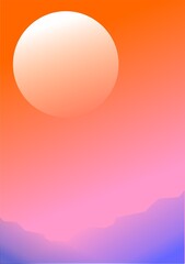 The background image creates an atmosphere of the moon against the orange sky.