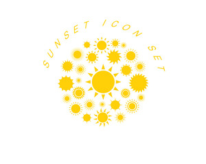 Vector sunset icon set 