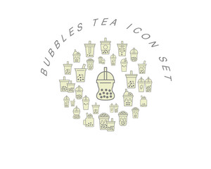 Vector bubbles tea icon set 