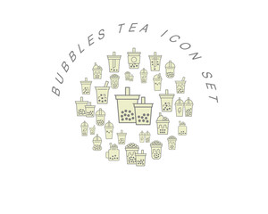 Vector bubbles tea icon set 