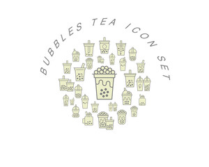 Vector bubbles tea icon set 