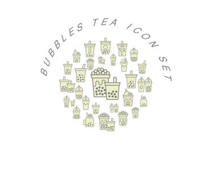 Vector bubbles tea icon set 