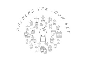 Vector bubbles tea icon set 