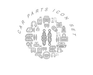 Vector car parts icon set 