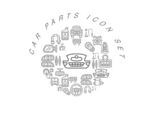 Vector car parts icon set 