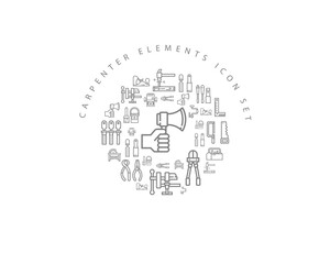 Vector carpenter elements icon set