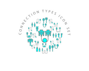 Vector connection types icon set