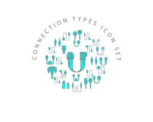 Vector connection types icon set