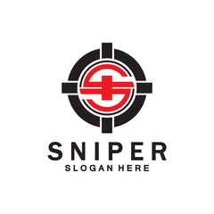 Sniper Aim Target Vector Logo. Initial S Target Logo Vector