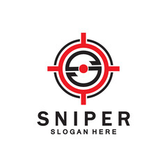 Sniper Aim Target Vector Logo. Initial S Target Logo Vector
